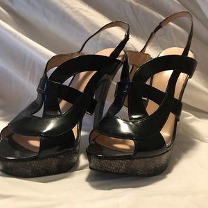 Guess Black/Purple Crocodile Textured Plat/Heel